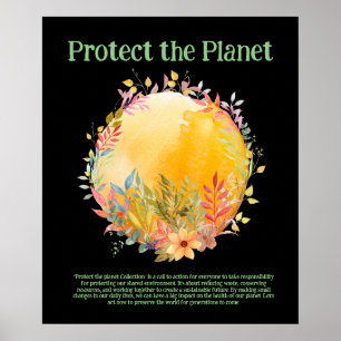 Affiche PROTÉGER LA PLANÈTE SAUVER EARTH Eco Green Art