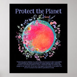 Affiche PROTÉGER LA PLANÈTE SAVE EARTH Jour des terres Art