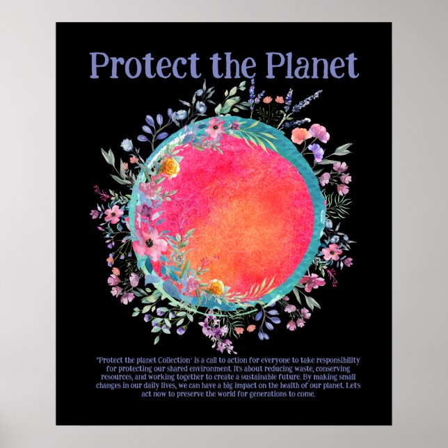 Affiche PROTÉGER LA PLANÈTE SAVE EARTH Jour des terres Art (Devant)