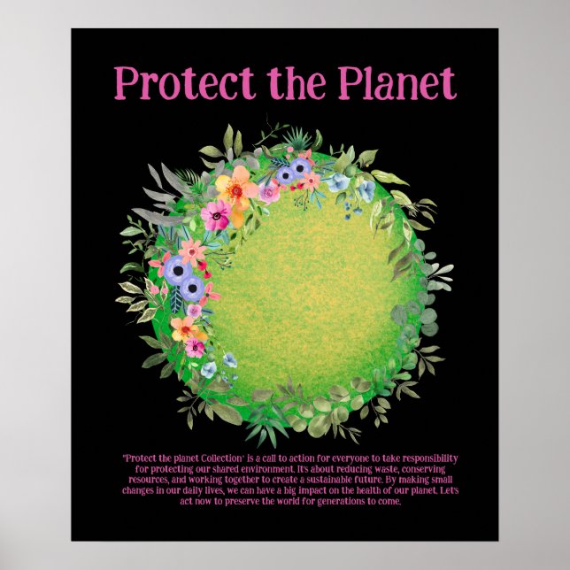 Affiche PROTÉGER LA PLANÈTE SAVE EARTH Jour des terres Art (Devant)