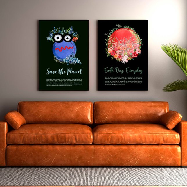 Affiche PROTÉGER LA PLANÈTE SAVE EARTH Jour des terres Art (Créateur téléchargé)