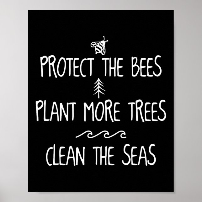 Affiche Protéger Les Abeilles Plante Plus D'Arbres Nettoye (Devant)