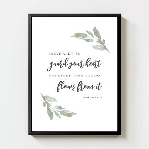 Affiche Protégez Votre Cœur Minimal Verset de la Bible Feu