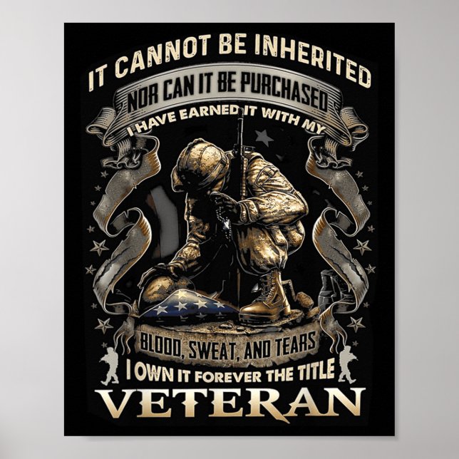 Affiche Proud Military Veteran Patriotic American Flag It  (Devant)