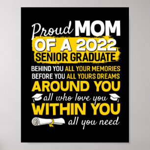 Affiche Proud Mom Of A 2022 Senior Graduate Senior 22