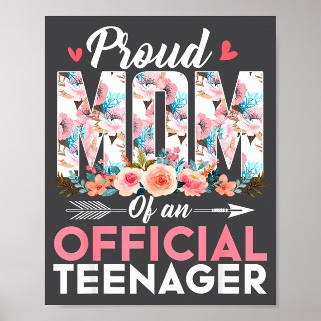 Affiche Proud Mom Of Teenager 13th Birthday Gift Girls Tee (Devant)