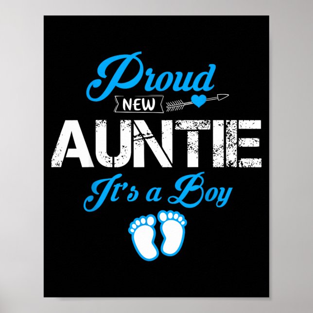 Affiche Proud New Auntie It's A Boy Gender Reveal Funny Fa (Devant)