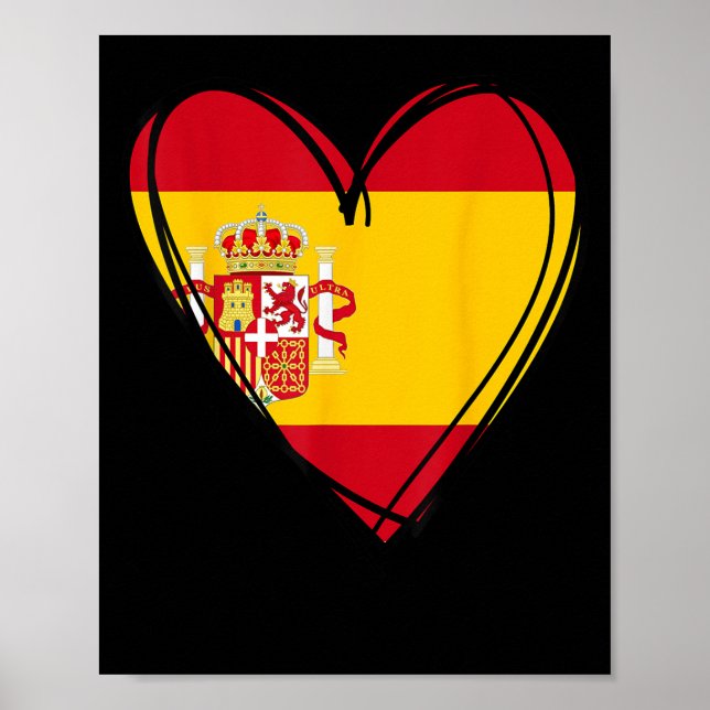 Affiche Proud Spanish Boy Girl Aunt Dad Mom Spain Flag Hea (Devant)