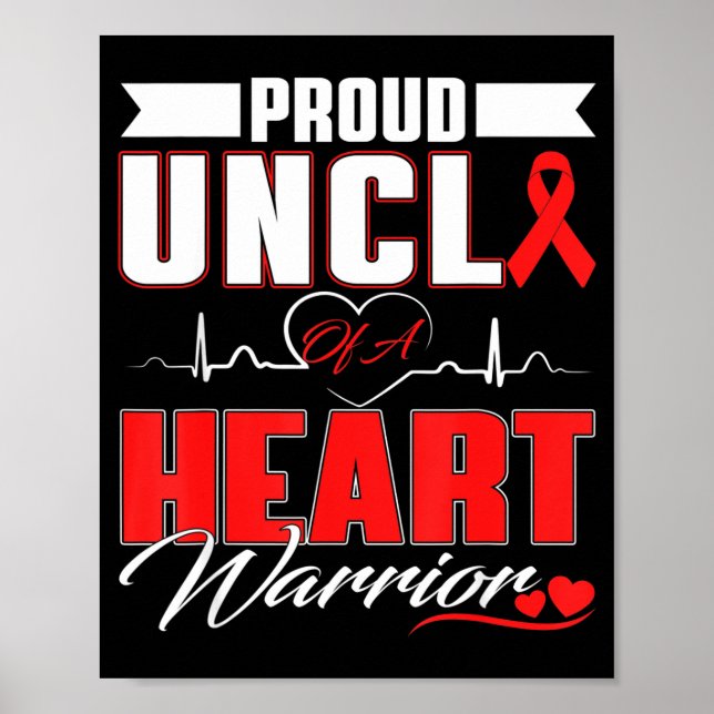 Affiche Proud Uncle Of A Heart Warrior Heart Disease Aware (Devant)