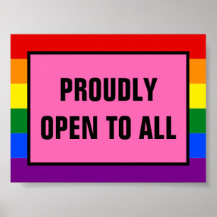 Affiche Proudly Open to All LGBT Customer Rainbow Pride