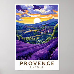 Affiche Provence France Lavande Voyage Art Rétro