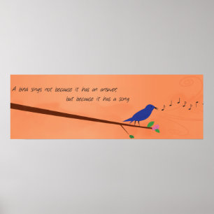 Affiche Proverbe chinois - Un oiseau chante