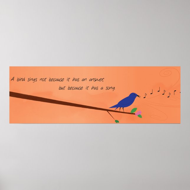 Affiche Proverbe chinois - Un oiseau chante (Devant)