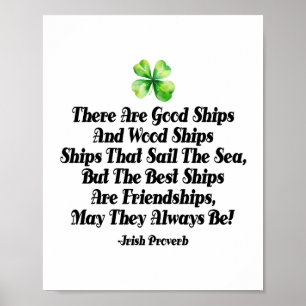 Affiche Proverbe d'amitié irlandais Trèfle celtique