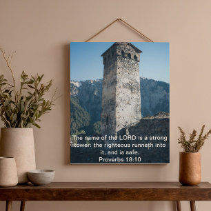 Affiche Proverbes 18 Tour forte KJV Bible Verse Mur Art
