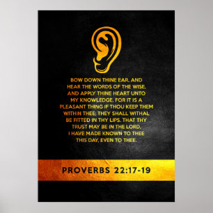 Affiche Proverbes 22:17-19 Verset biblique