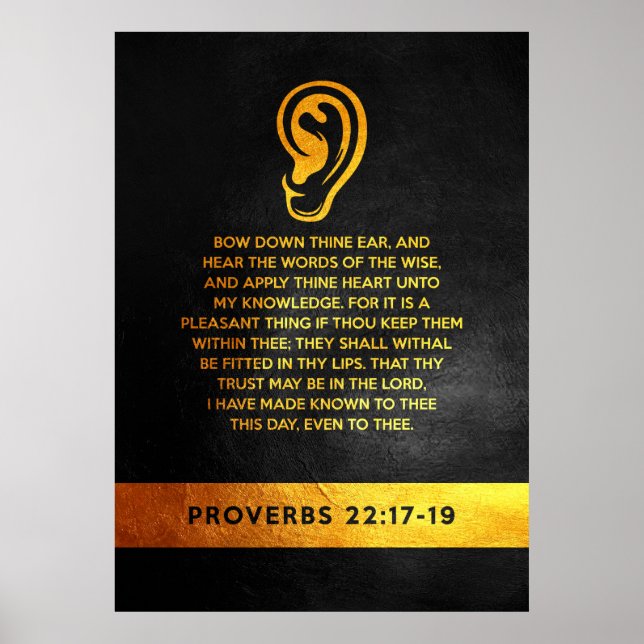 Affiche Proverbes 22:17-19 Verset biblique (Devant)
