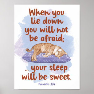 Affiche Proverbes 3:24 Votre sommeil sera Chat doux