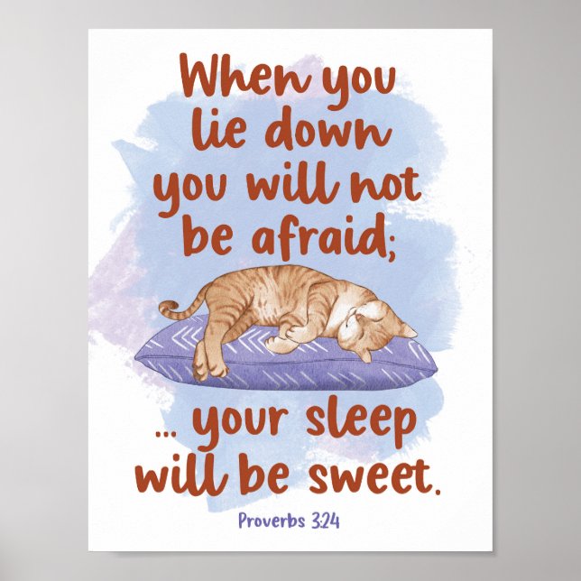 Affiche Proverbes 3:24 Votre sommeil sera Chat doux (Devant)