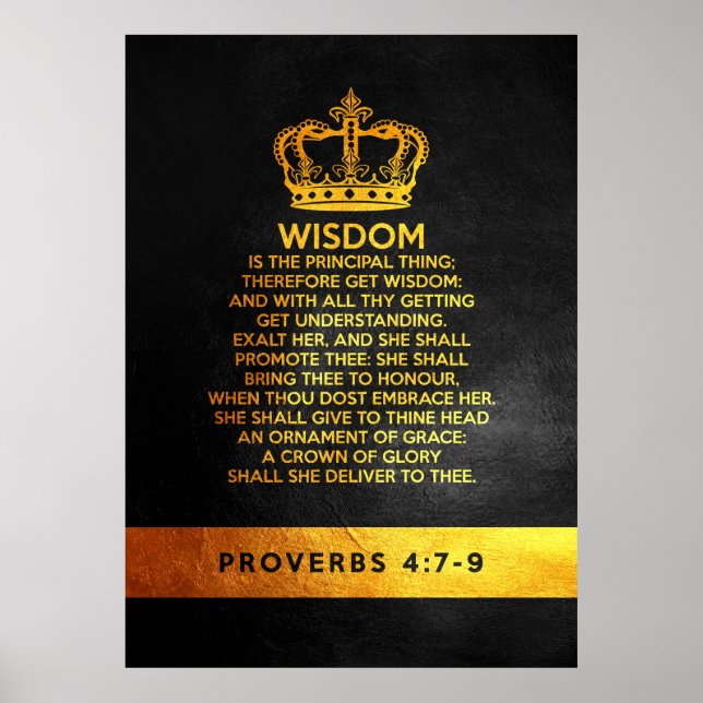 Affiche Proverbes 4:7-9 Versets de la Bible (Devant)
