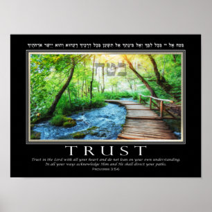 Affiche Proverbes Bible Verse Hébreu Confiance Inspiration
