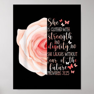 Affiche Proverbes de la Bible chrétienne 31_25 Fleur Rose
