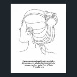Affiche Proverbs 31:30 Womans Face Line Art Sketch Black a<br><div class="desc">Proverbs 31:30 Womans Face Line Art Sketch Black and White</div>