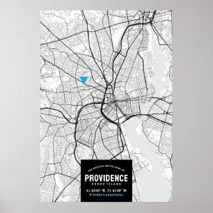 Affiche Providence City Map + Votre emplacement