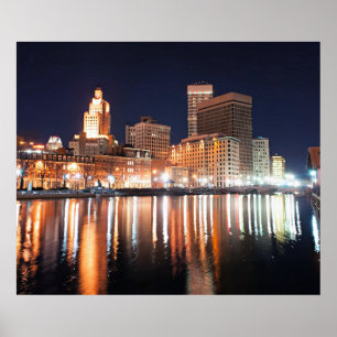 Affiche Providence, Rhode Island la nuit