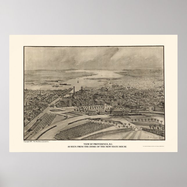 Affiche Providence, RI Carte panoramique - 1896 (Devant)