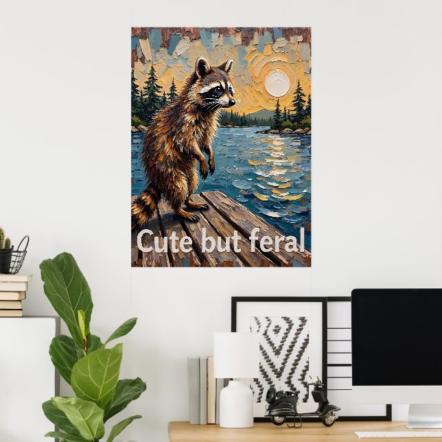 Affiche Prowler réfléchissant : Raccoon par l'eau (Bureau à domicile)