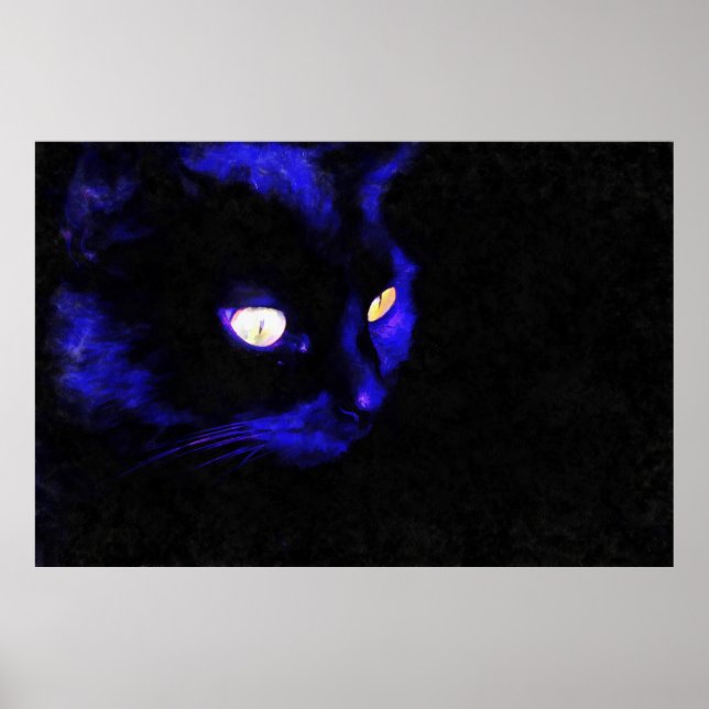 Affiche Prowling Chat Noir Pose d'animal Art acrylique (Devant)