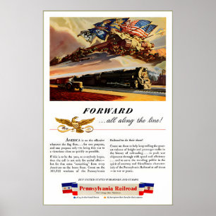 Affiche PRR En avant sur toute la ligne Guerre mondiale pa
