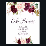 Affiche prune fleurs violettes cake flaveurs signe<br><div class="desc">Un design floral avec de belles fleurs de prune violette mariage saveurs de gâteau signe. Le texte et les couleurs de cette affiche peuvent être modifiés.</div>