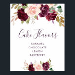 Affiche prune fleurs violettes cake flaveurs signe<br><div class="desc">Un design floral avec de belles fleurs de prune violette mariage saveurs de gâteau signe. Le texte et les couleurs de cette affiche peuvent être modifiés.</div>