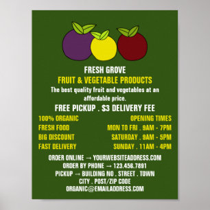 Affiche Prunes de fruits, publicité pour les primeurs