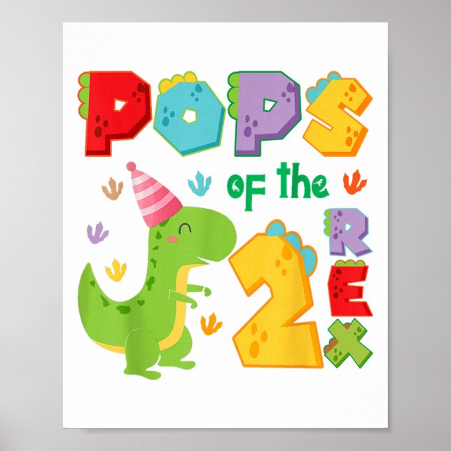Affiche Ps des deux Rex 2e anniversaire garçon dinosaure T (Devant)