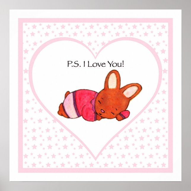Affiche PS I Love You - Dormir lapin fille (Devant)