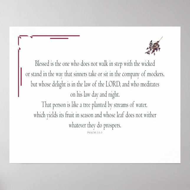 Affiche PSALM 1, does not walk in step with the wicked (Devant)