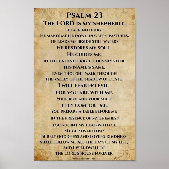 Affiche Psalm 23  { NHEB version.} (Devant)