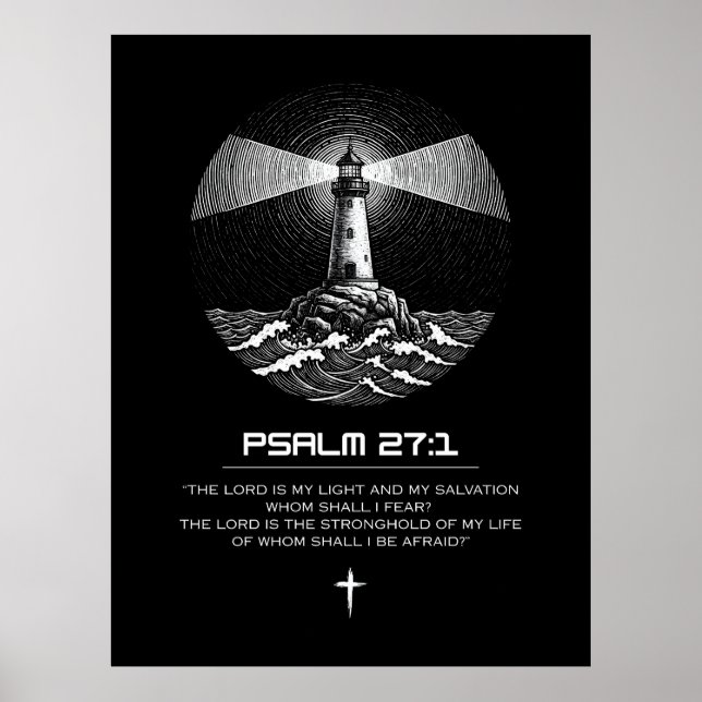 Affiche Psalm 27:1 Bible Verse | Lighthouse Christian (Devant)