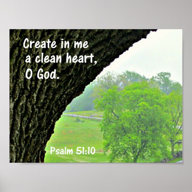 Affiche Psalm 51:10 Create in me a clean heart (Devant)
