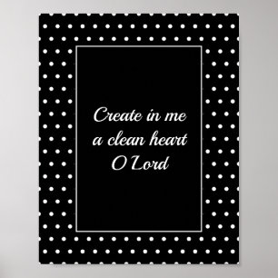 Affiche Psalm 51 White Polka Dot Christian Bathroom