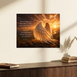 Affiche Psalm 91:4 Ailes d'ange Chrétien
