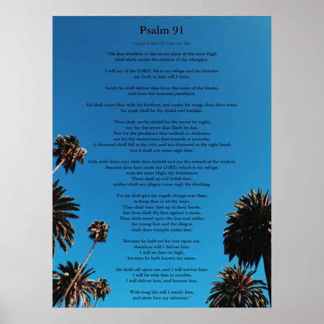 Affiche Psalm 91 King James Version Ajouter Nom Christian (Devant)