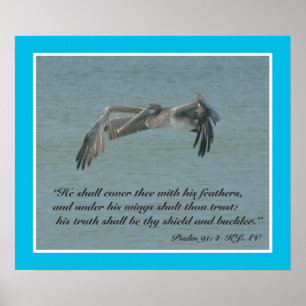 Affiche Psalms 91:4 Scripture Print