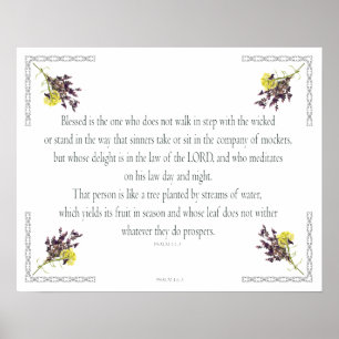 Affiche PSAUM 1:1-3 Botanic design,