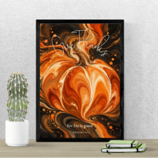 Affiche Psaume 107:1 Rendez Grâce Design de citrouille chr