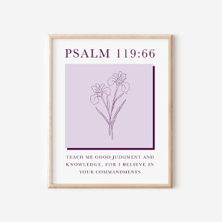 Affiche Psaume 119:66 Fleur d'Iris chrétienne moderne