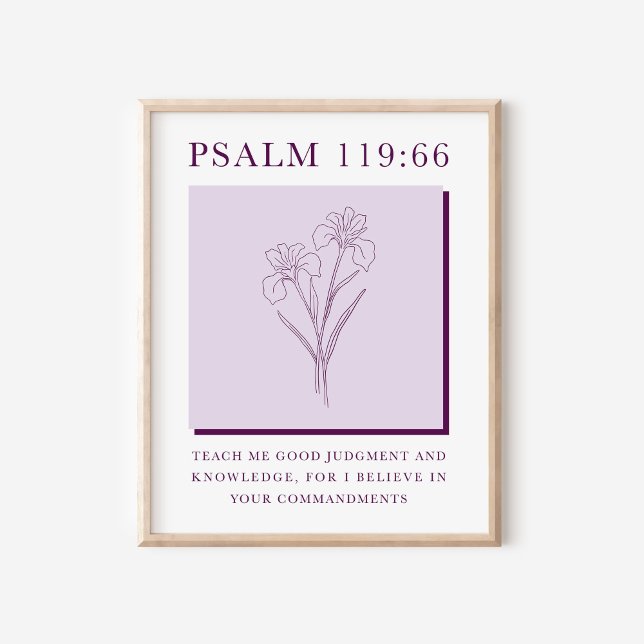 Affiche Psaume 119:66 Fleur d'Iris chrétienne moderne (Créateur téléchargé)